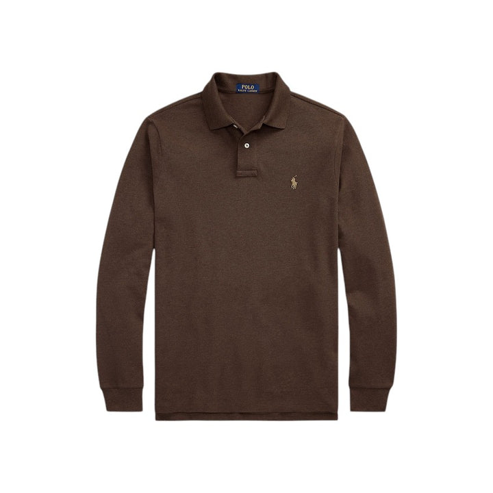 Polo Ralph Lauren Men polo shirt lange mouwen heren bruin custom slim fit 710680790144
