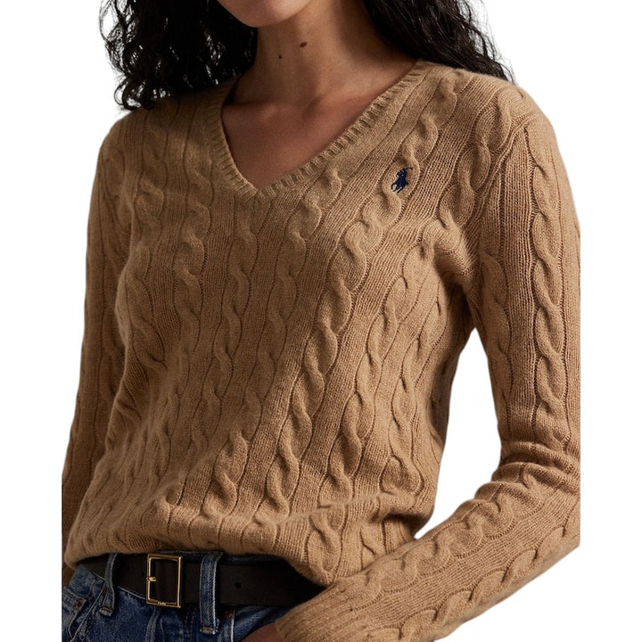 Polo Ralph Lauren Women pull trui v-hals dames camel cashmere 211971866002