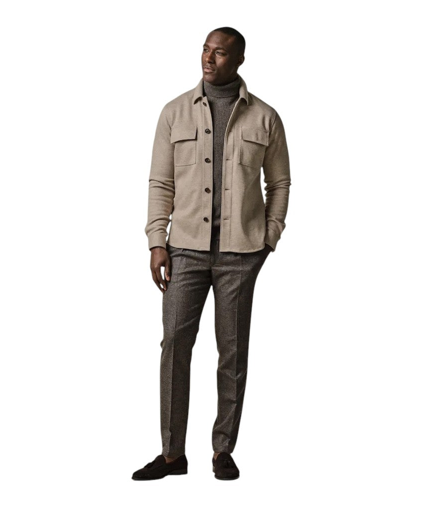 Profuomo hemd lange mouwen heren beige PPWF30002B F