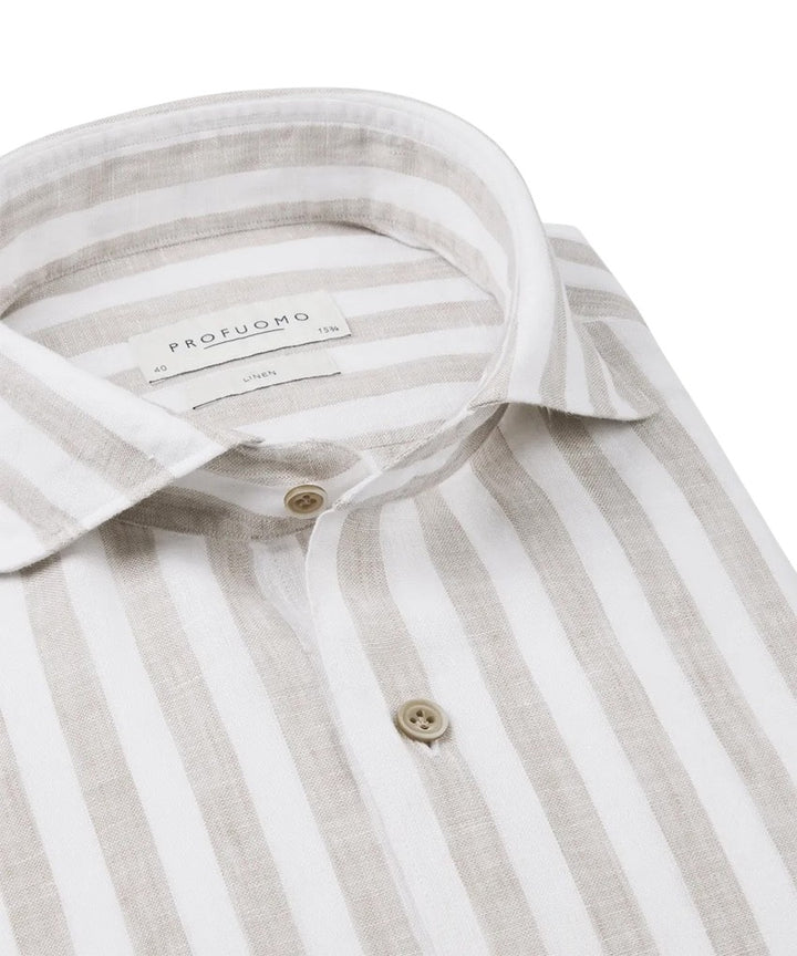 Profuomo hemd lange mouwen heren beige Slim fit PPWH10021A