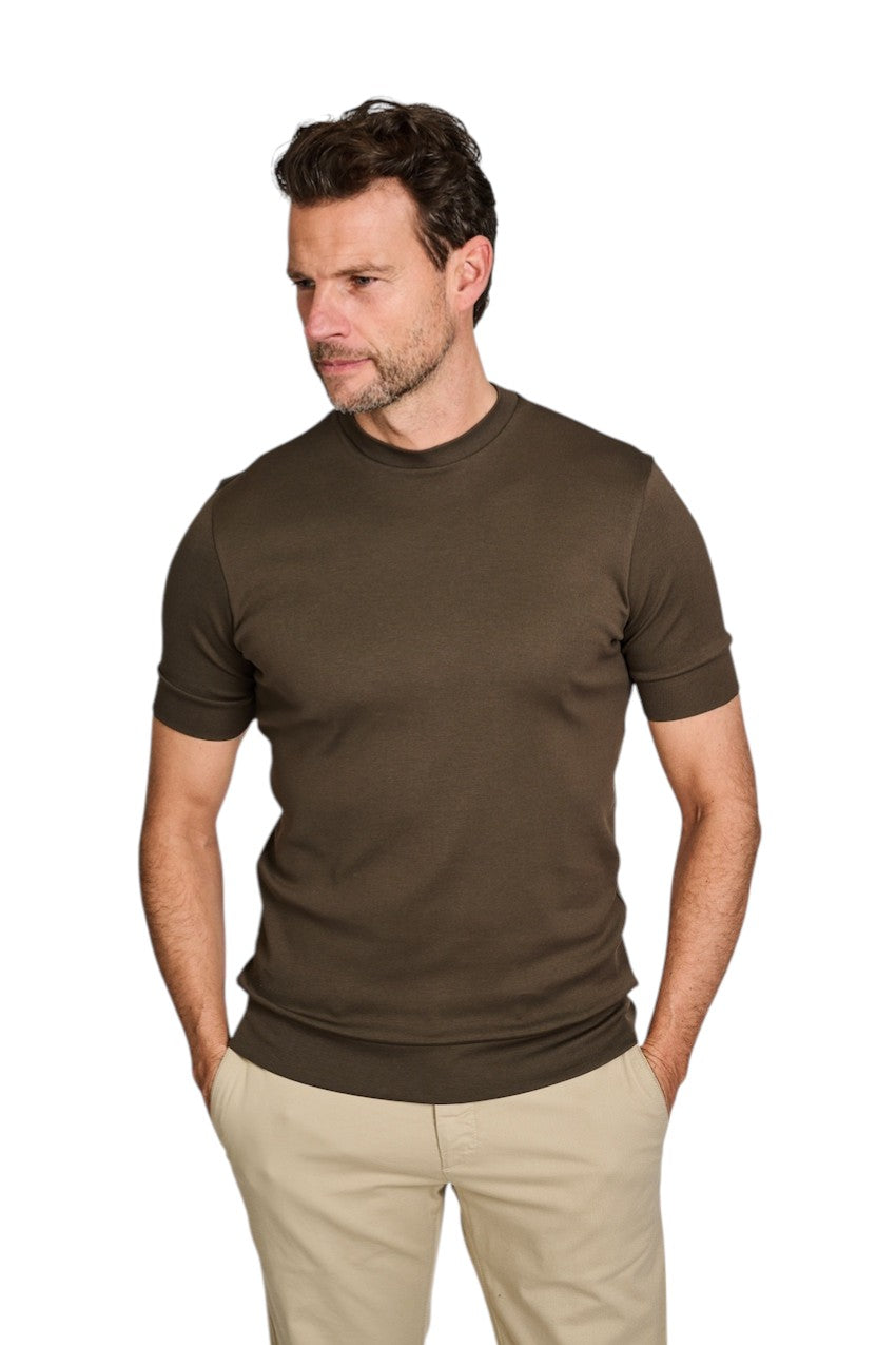 Stefan Brandt t-shirt korte mouwen heren bruin Elbi B ELI B 11 800 FR30