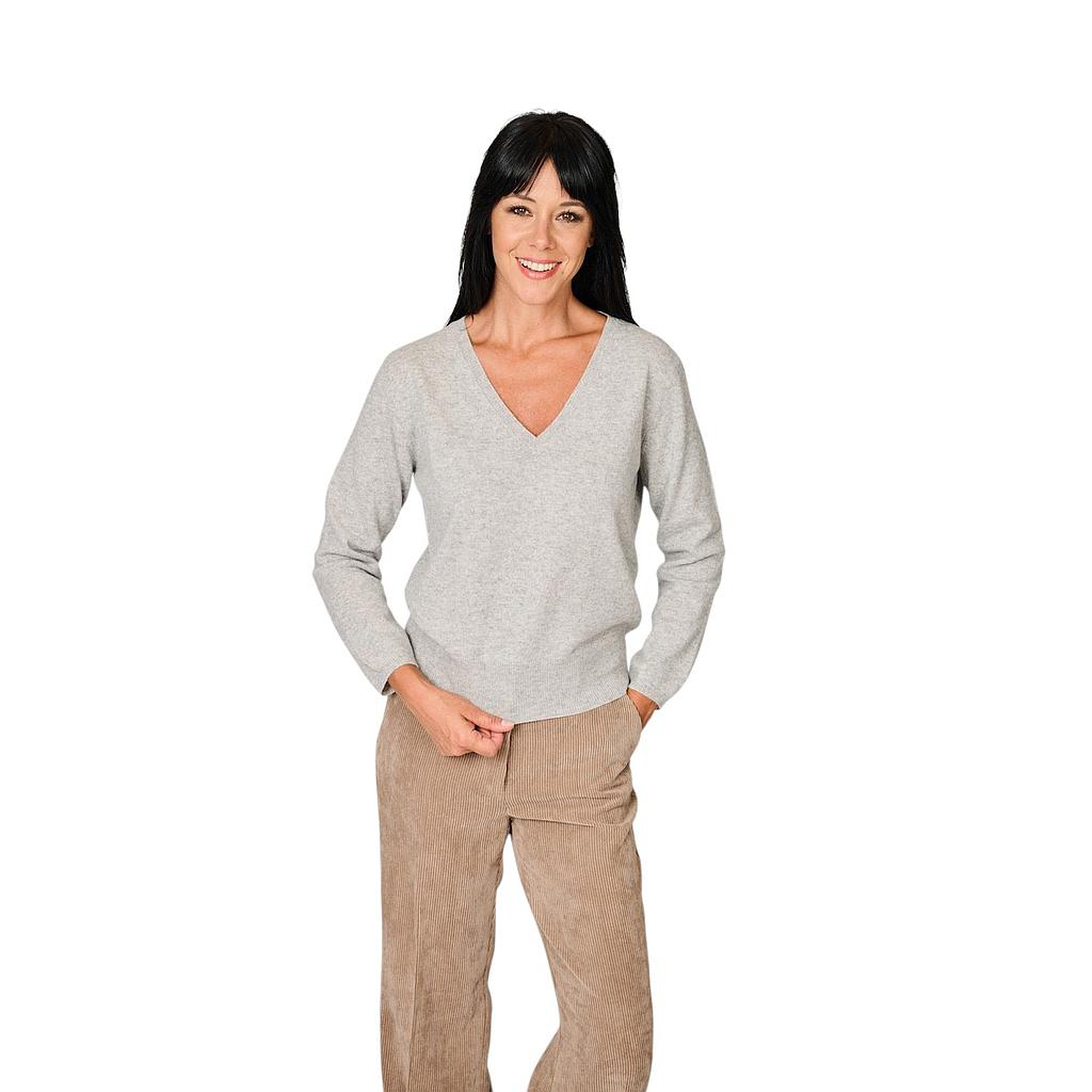anneclaire-jersey-de-cuello-redondo-cuello en v-mujer-gris-d1839-857-621
