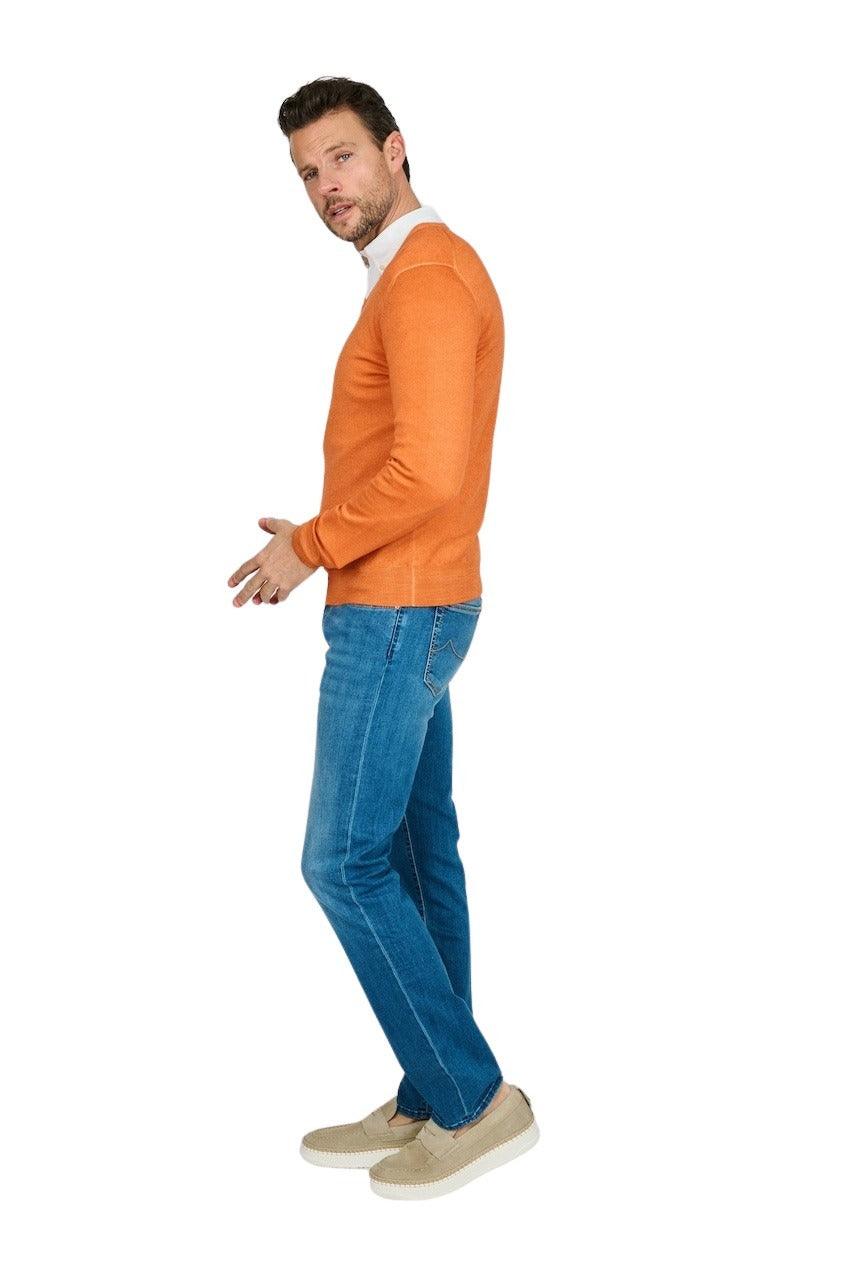 Gran Sasso Men pull trui v-hals heren oranje - Artson Fashion